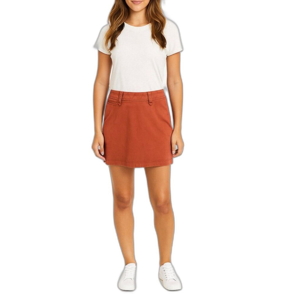 Aventura Women's Orange-Red Organic Cotton Canvas Casual Short Skirt Size 10